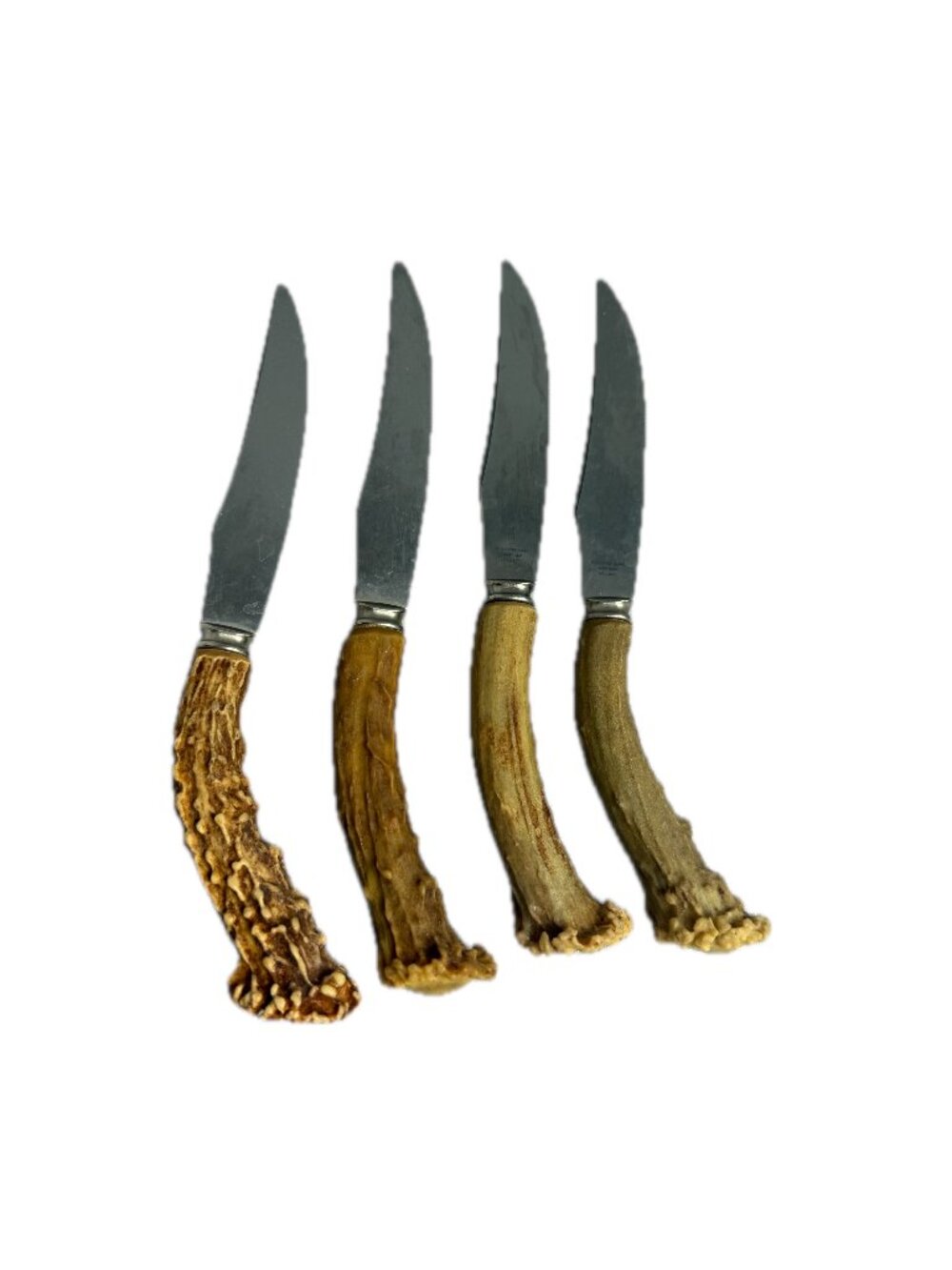 Sheffield Antler Handle Steak Knives Set Rustic Cabin Cutlery Silverware Natural